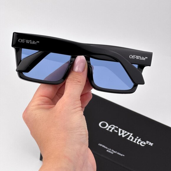 Off-White LAWTON Sunglasses – Black Square Frame Blue Lense| Model OERI109 1045 - Picture 3 of 9